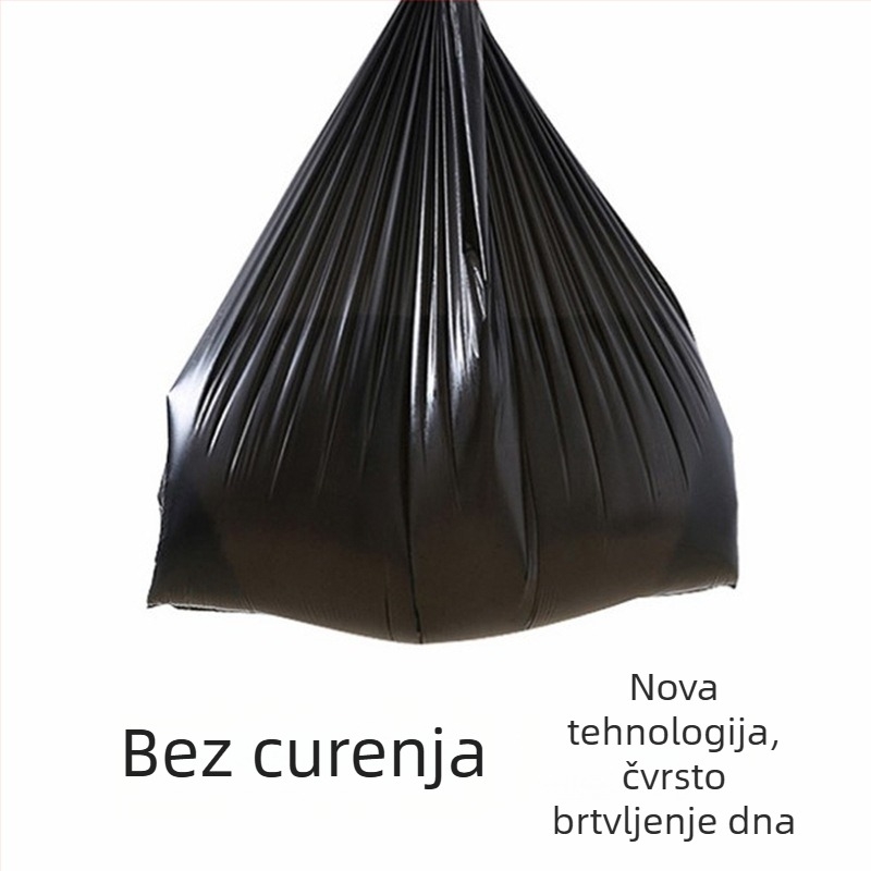 Debele crne vreće za smeće s ravnim otvorom, jednokratne, HDPE, za kuhinju i održavanje imovine