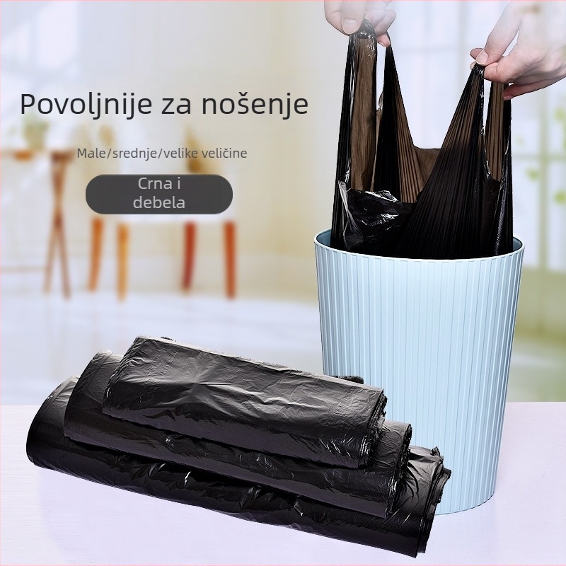 Velika debela vreća za smeće, vest-stil, crna, u roli, za kućnu upotrebu