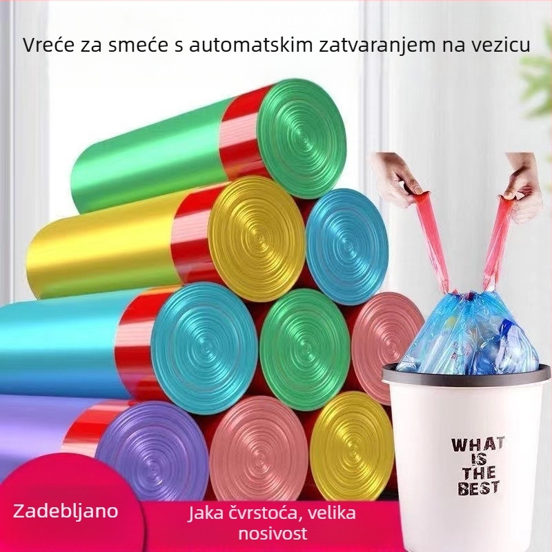 Velika plava vreća za otpad s kaišem i zatvaranjem u obliku koša, za kućnu uporabu
