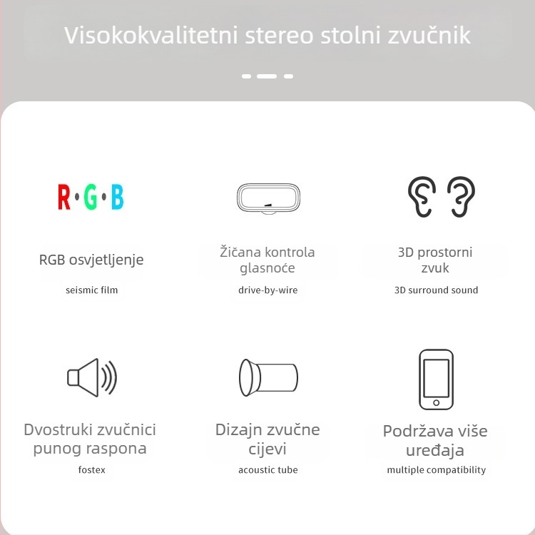 FT-Q9 2.0 računala zvučnici s RGB LED osvjetljenjem, žični stereo za desktop PC i prijenosno računalo