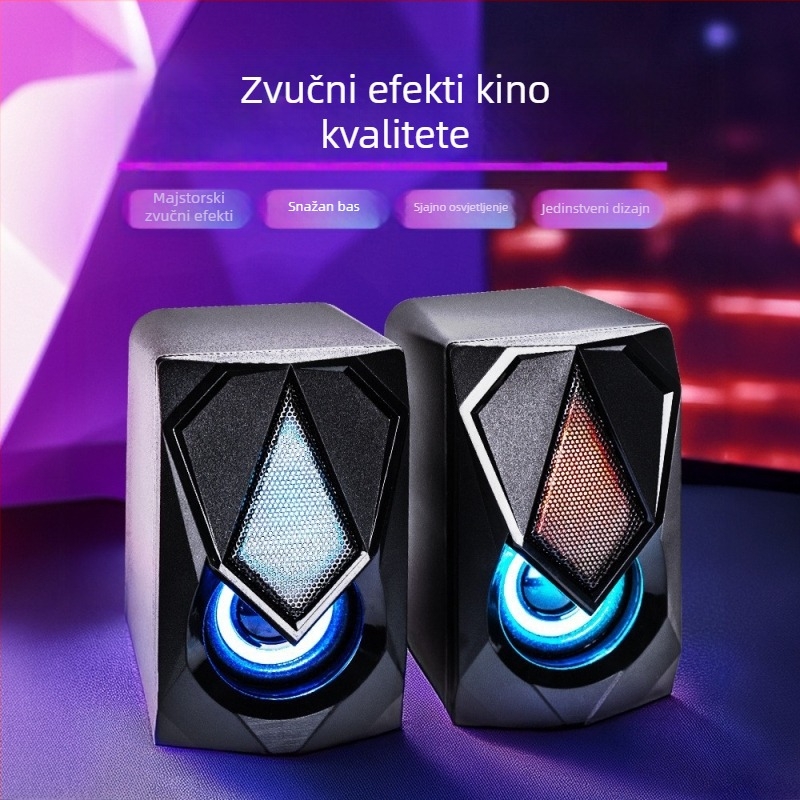FT-Q9 2.0 računala zvučnici s RGB LED osvjetljenjem, žični stereo za desktop PC i prijenosno računalo