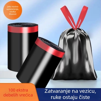 Debele vreće za otpad s vrpcom, velike za kućanstvo, kuhinjske plastične vrećice