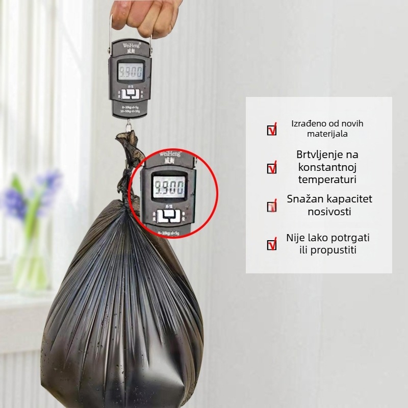 Debeli jednokratni vrećice za kućanstvo, velike veličine, s držalom, ravnim otvorom, crne, veleprodajni paket malih vrećica