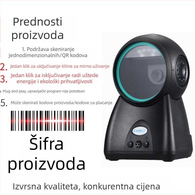 Pistolni čitač barkodova 1D/2D za platforme – USB sučelje