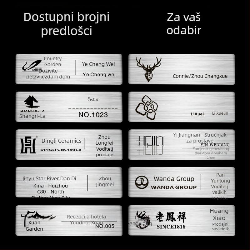 Prilagođena metalna kartica za ime s iglom, službeni identifikacijski badge zaposlenika od nehrđajućeg čelika