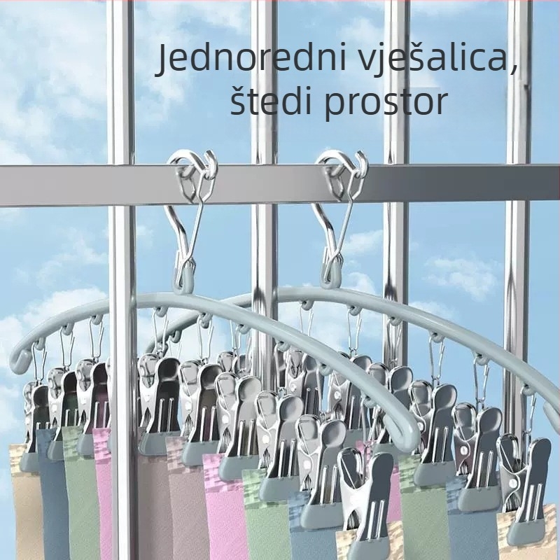 Stalak za sušenje čarapa s više kopči, otporan na vjetar, bez tragova, za kućno rublje i dječju odjeću
