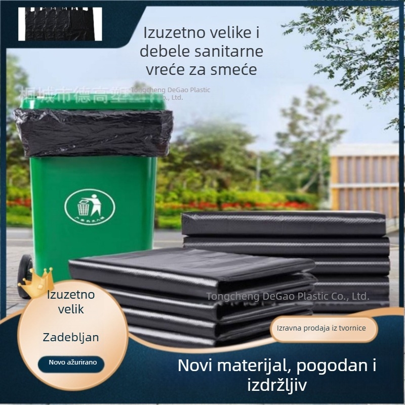 Veleprodajne jednokratne velike crne vreće za smeće s ravnim otvorom za hotele i gostinjske sobe
