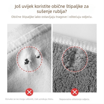 Klipovi za odjeću bez tragova, plastična vješalica za sušenje i set klipova za rublje i deke