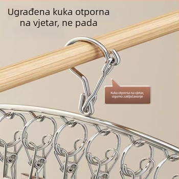 Nehrđajući čelični stalak za sušenje rublja s više klipsa za balkon, otporan na vjetar, višefunkcionalna vješalica za odjeću