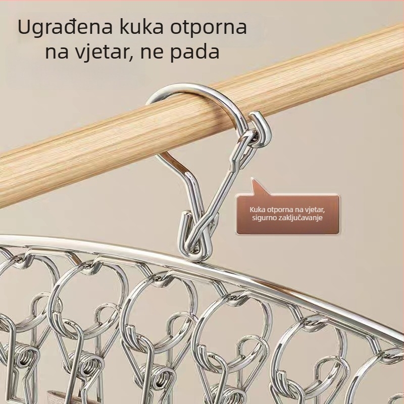 Nehrđajući čelični stalak za sušenje rublja s više klipsa za balkon, otporan na vjetar, višefunkcionalna vješalica za odjeću