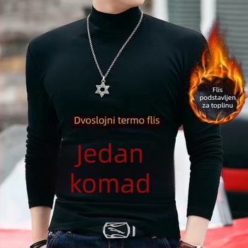 BY Derong Muški base layer majica s mock vratom, dugi rukavi, dvostrani pliš, toplo za jesen i zimu