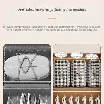 Torba za kompresiju velike kapacitete za pokrivače i odjeću – putni organizator