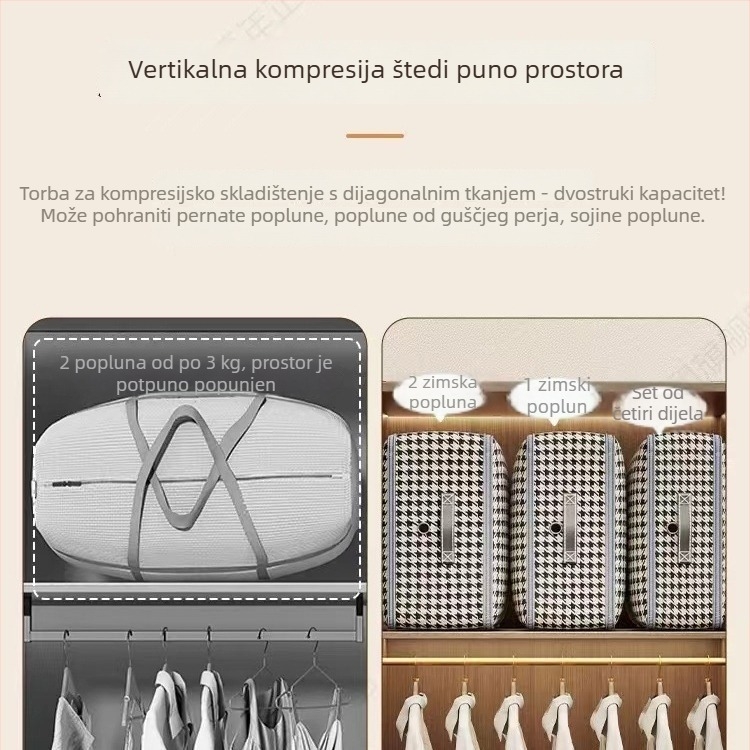 Torba za kompresiju velike kapacitete za pokrivače i odjeću – putni organizator