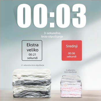 Set vakuum vrećica za komprimiranje odjeće i deke, ekstra veliki, za putovanja, 25 kom.