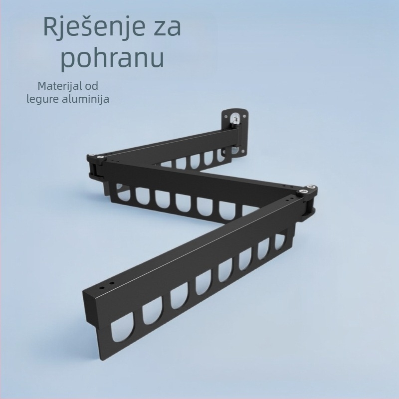 Sklopivi sušilac za odjeću, zidna šipka za sušenje, regal za sušenje i odlaganje odjeće i pokrivača, balkonski regal od svemirskog aluminija