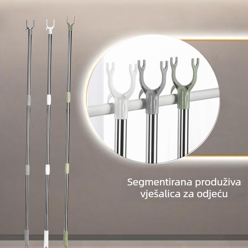 Više-sekcijski štap za sušenje odjeće, kratki model, bijela/siva/zelena, moderan dizajn