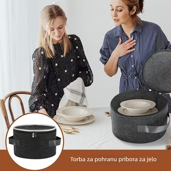 Filc kutija za pohranu posuđa, sklopiva za piknik i kampiranje, torba otporna na prašinu za tanjure.