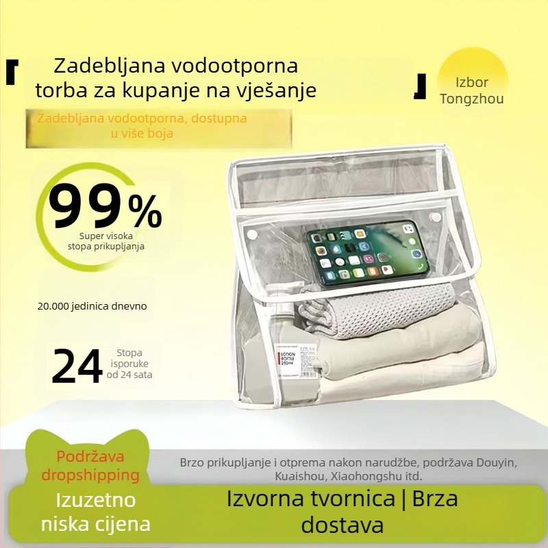 Viseći vodootporni organizator kupaonice za odjeću i telefon