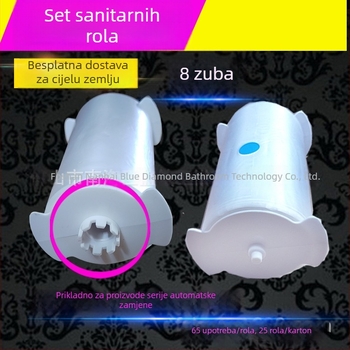 Set za automatsku zamjenu poklopca toaleta s 8 zubi, plastična folija i jednokratna podloga