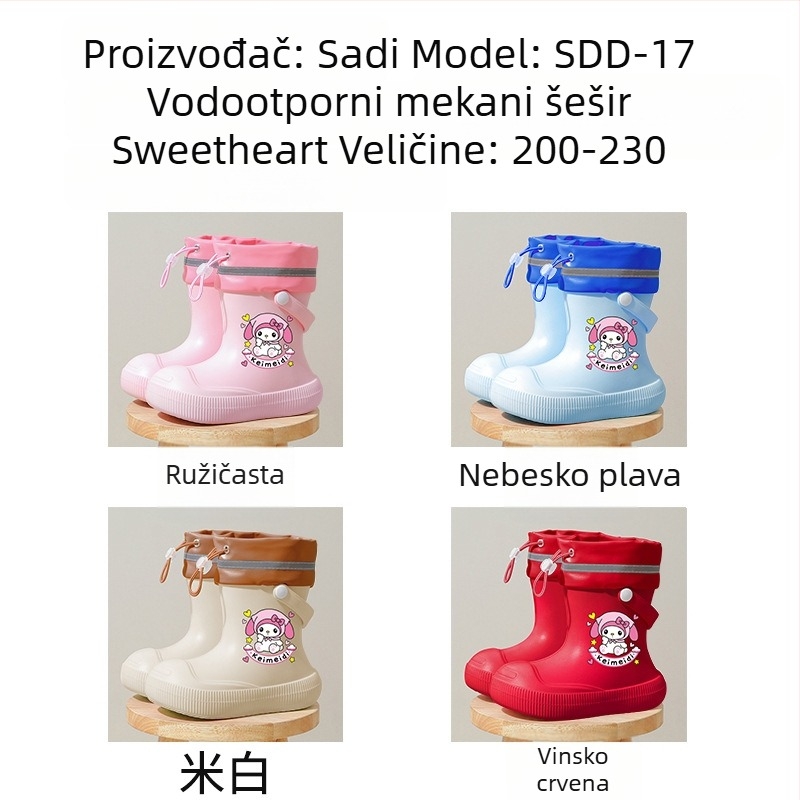 Dječje tople kišne čizme, gumene, vodootporne, s protukliznom podlogom, visokim vrhom, za školu