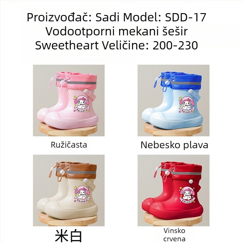 Dječje tople kišne čizme, gumene, vodootporne, s protukliznom podlogom, visokim vrhom, za školu
