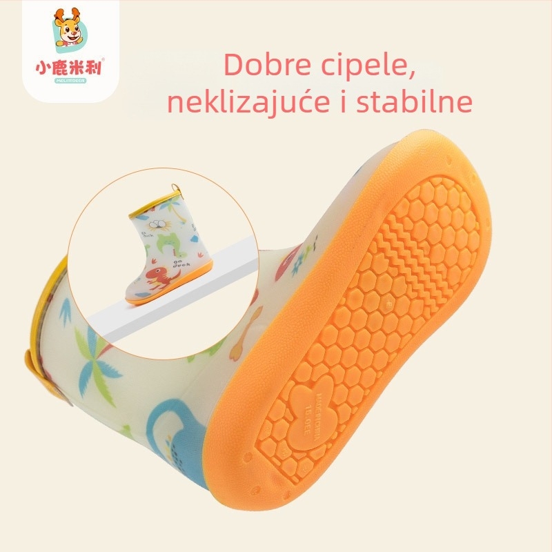Dječje čizme za kišu Millie the Fawn, PVC otisak, srednje dužine do potkoljenice, protuklizne, za dječake i djevojčice