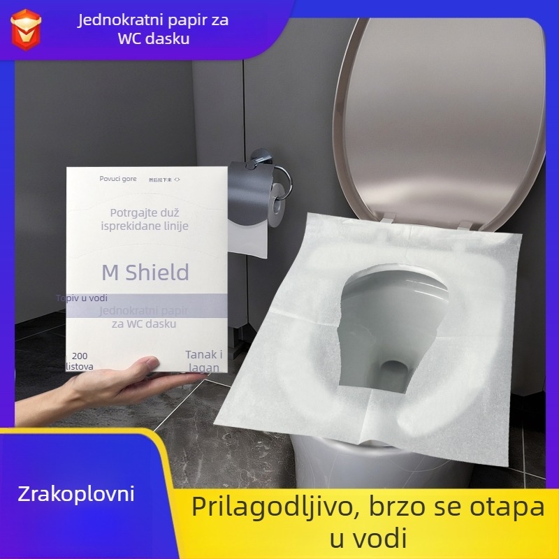 Vodotopiva jednokratna podloga za sjedalo WC-a, 1/4 sklop, 14 g drvene celuloze, prijenosni toaletni papir za kućnu upotrebu