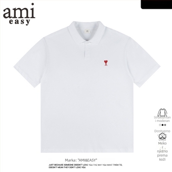 AMI&EASY Muška polo majica s američkim srcem u izvezenom dizajnu, ljetni casual komad za mlade