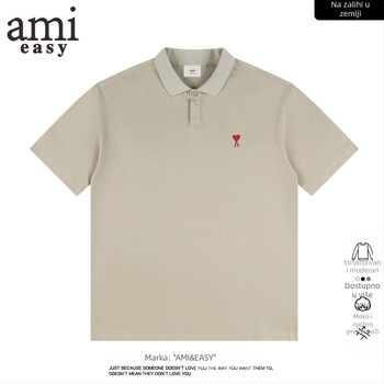 AMI&EASY Muška polo majica s američkim srcem u izvezenom dizajnu, ljetni casual komad za mlade