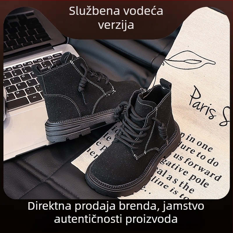 Dječje Martin čizme u britskom stilu, jesen-zima, retro crtani dizajn, gornji dio od mikrovlaknaste kože, bočni zatvarač, udobne i tople
