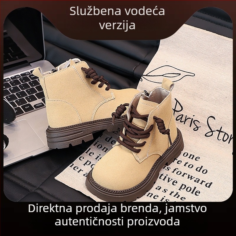 Dječje Martin čizme u britskom stilu, jesen-zima, retro crtani dizajn, gornji dio od mikrovlaknaste kože, bočni zatvarač, udobne i tople