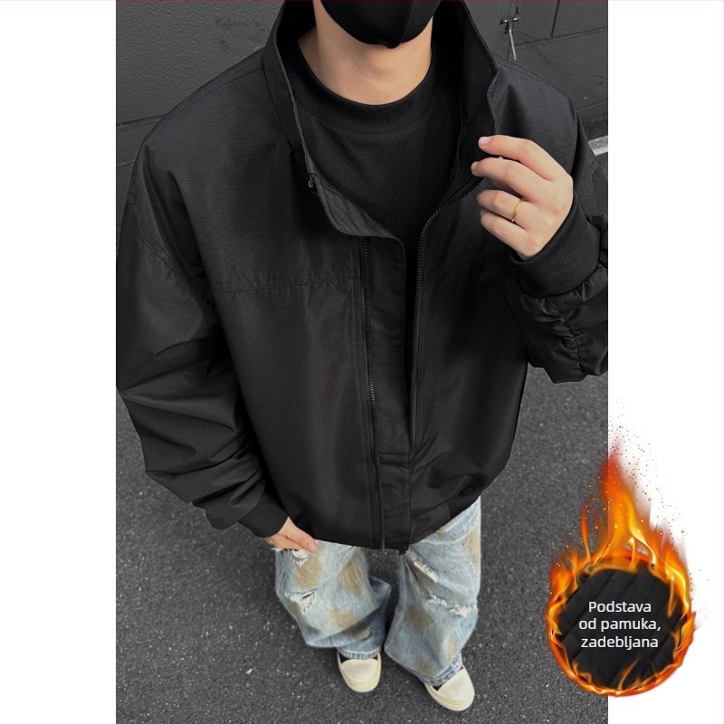 Američka retro bomber jakna za muškarce, čist kroj, premium kratka puffer jakna s debelim izolacijom