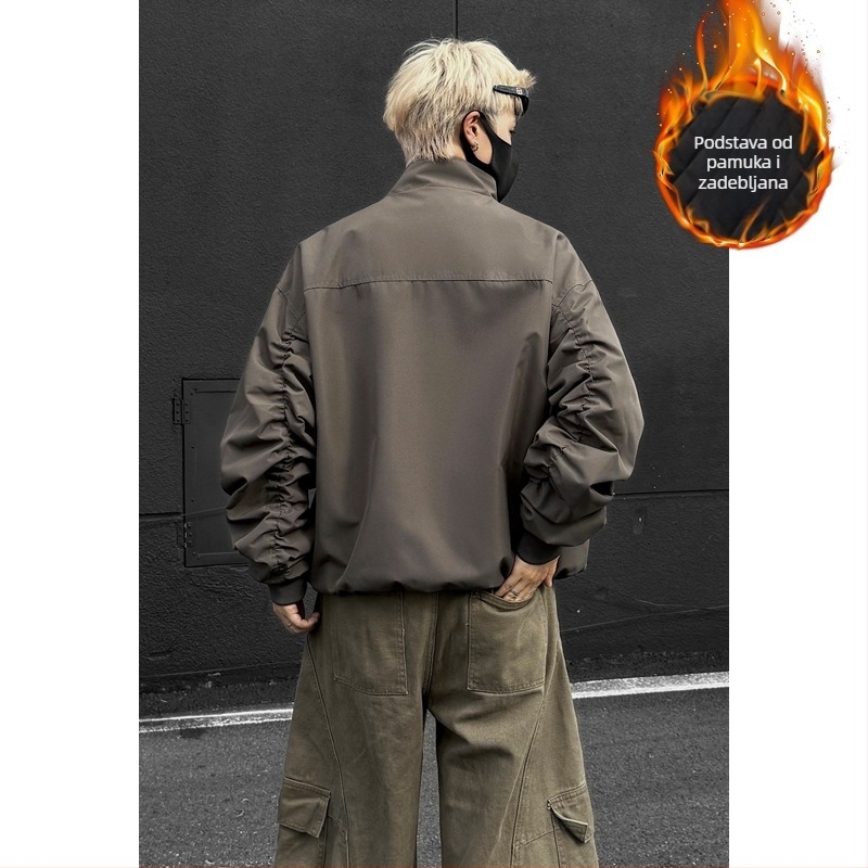 Američka retro bomber jakna za muškarce, čist kroj, premium kratka puffer jakna s debelim izolacijom