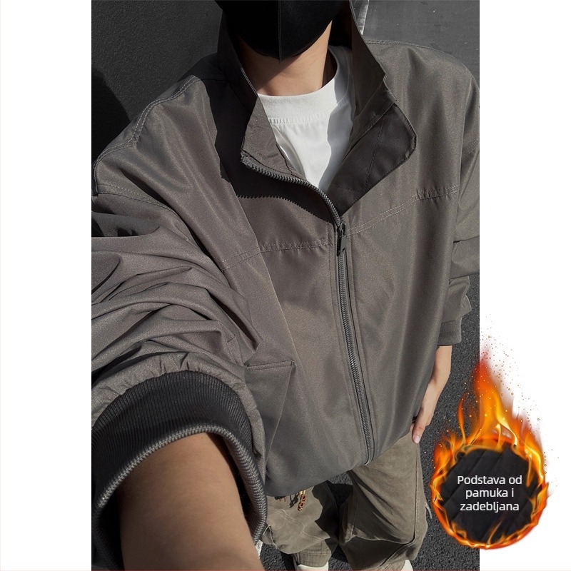 Američka retro bomber jakna za muškarce, čist kroj, premium kratka puffer jakna s debelim izolacijom