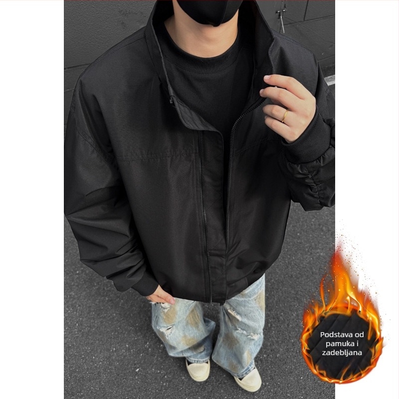 Američka retro bomber jakna za muškarce, čist kroj, premium kratka puffer jakna s debelim izolacijom