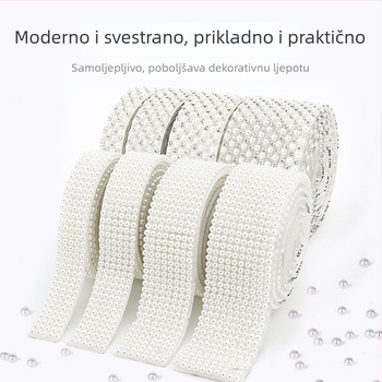 DIY traka s perlama i kristalima sa samoljepljivom podlogom za izradu nakita, polukružni perlasti detalji