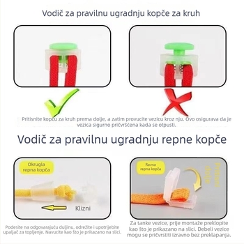 Elastični set elastičnih vezica bez vezivanja, s opružnim zatvaračem i završnim klipom, za djecu i odrasle