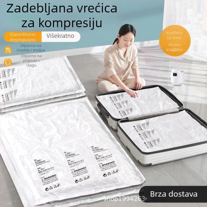 Vakuumske vrećice za kompresiju za deke i odjeću, ekstra veliki, s električnom pumpom, PA+PE materijal