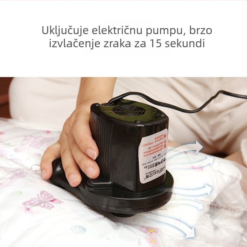 Wen Bo vakuumske vrećice za pohranu — set od 3 komada: velika, srednja, mala; za deke i odjeću; s ručnom pumpom