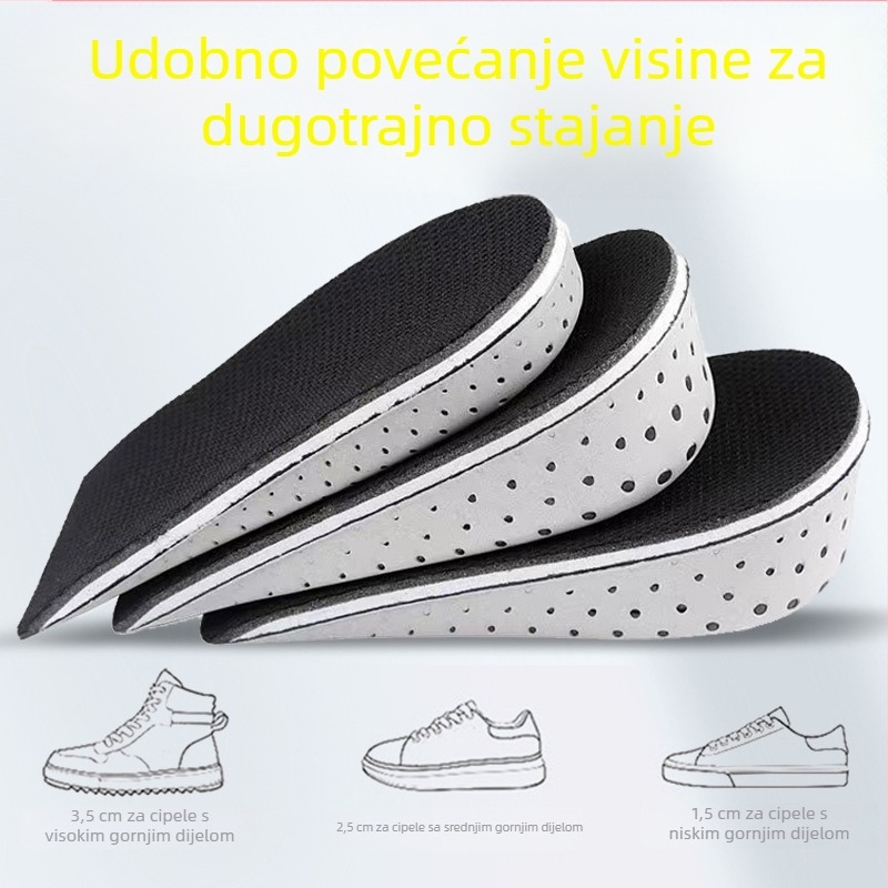 Ulošci od memorijske pjene za povećanje visine, nevidljivi ulošci za petu, antibakterijski, za muškarce i žene, sportska i casual obuća, prozračni puni ulošci