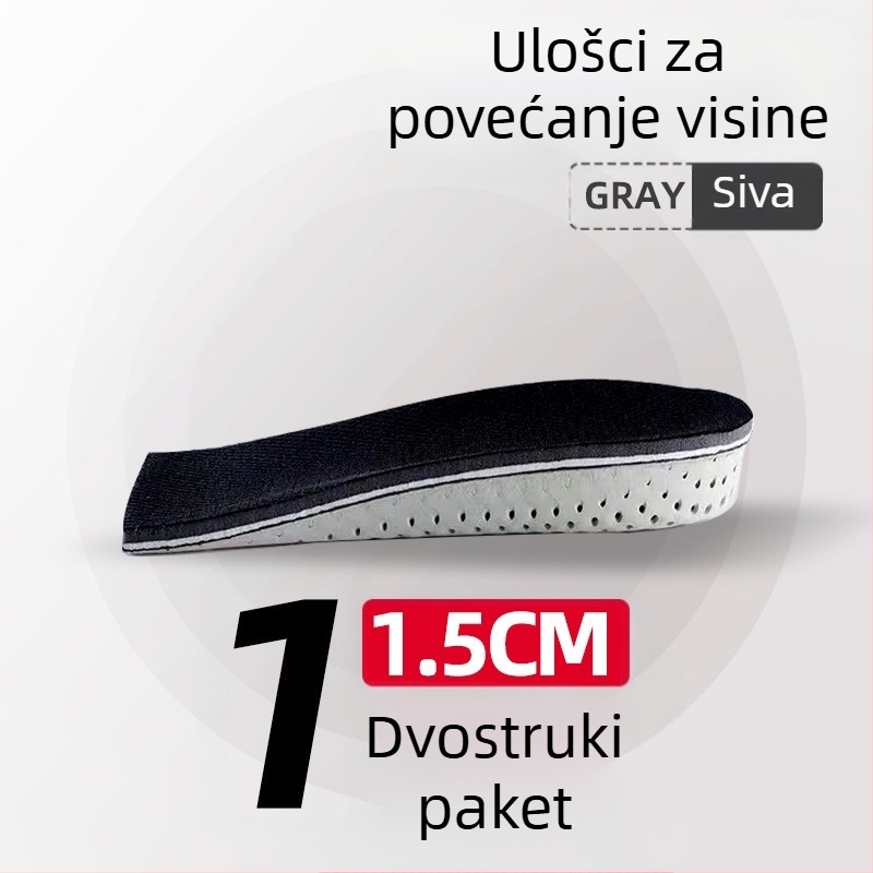 Ulošci od memorijske pjene za povećanje visine, nevidljivi ulošci za petu, antibakterijski, za muškarce i žene, sportska i casual obuća, prozračni puni ulošci
