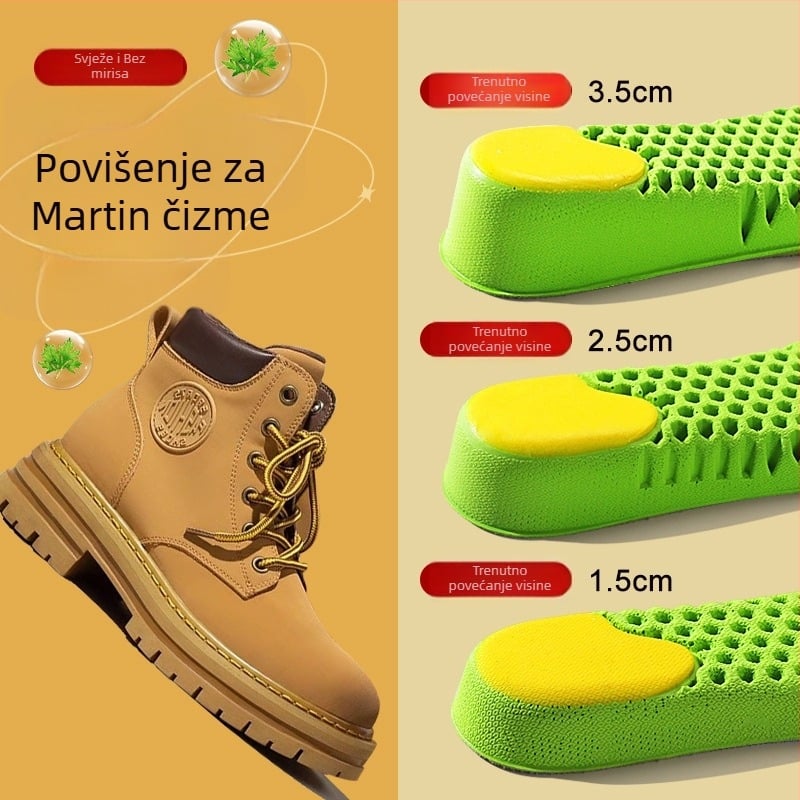 Nevidljivi ulošci za povećanje visine za čizme, upijaju znoj i djeluju kao biljni dezodorans, cijeli ulošci, prozračni, unisex.