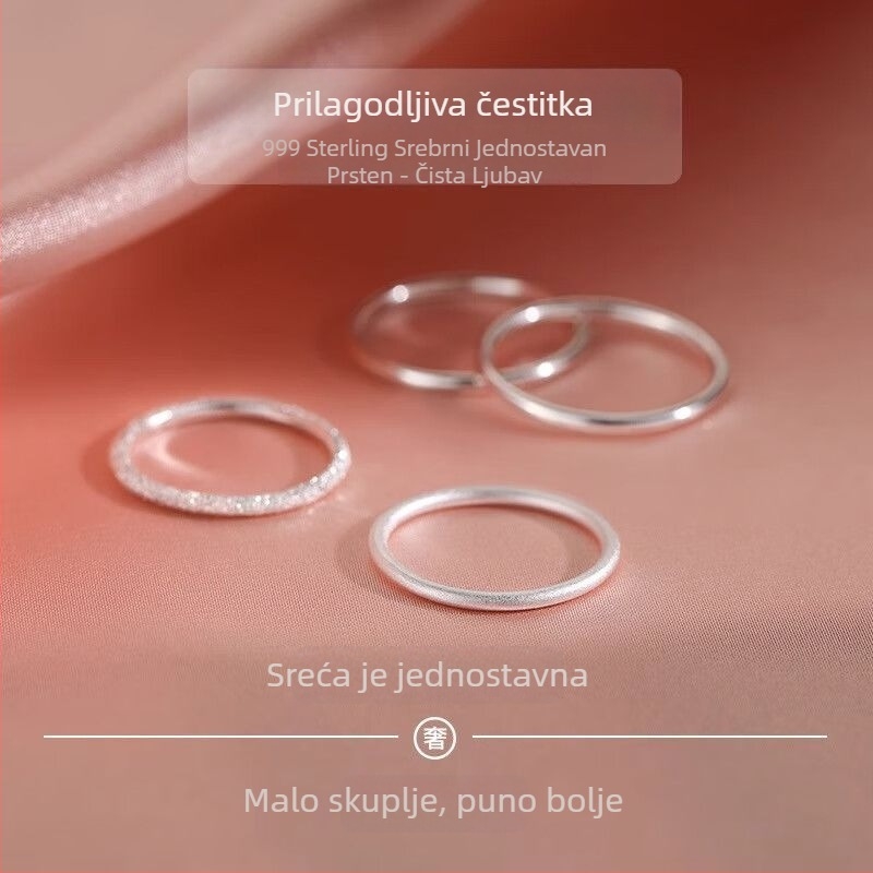 Prsten od 999 srebra, jednostavan, unisex — minimalistički dizajn za kažiprst