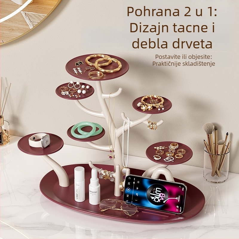 Plastični kreativni visokokvalitetni stalak za izlaganje nakita za naušnice, ogrlice, prstene, gumice za kosu i trake za glavu, stolno skladištenje, novi model