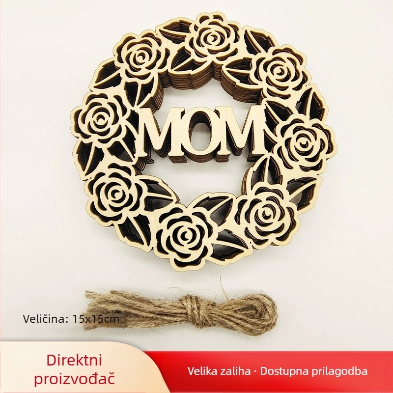 Drveni viseći ukras za zid s izrezbarenim dizajnom, minimalistički stil
