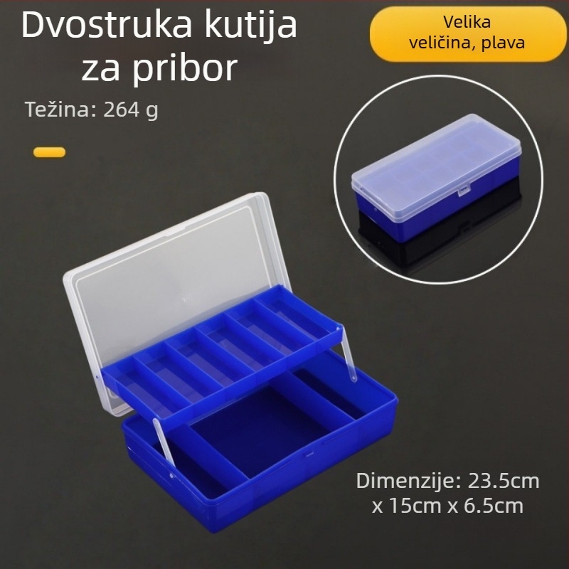 Kutija za ribolovne dodatke, udice i varalice, dvostruki sloj kompaktna kutija za pohranu
