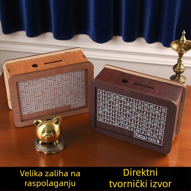 Drvena kutija za novac s digitalnom teksturom, stolni dekor dnevnog boravka, pohrana novčića