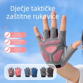 Dječje sportske rukavice, prozračne, s polu prst, protuklizne, za balansni bicikl, penjanje, vožnju biciklom, skateboard i horizontalnu šipku