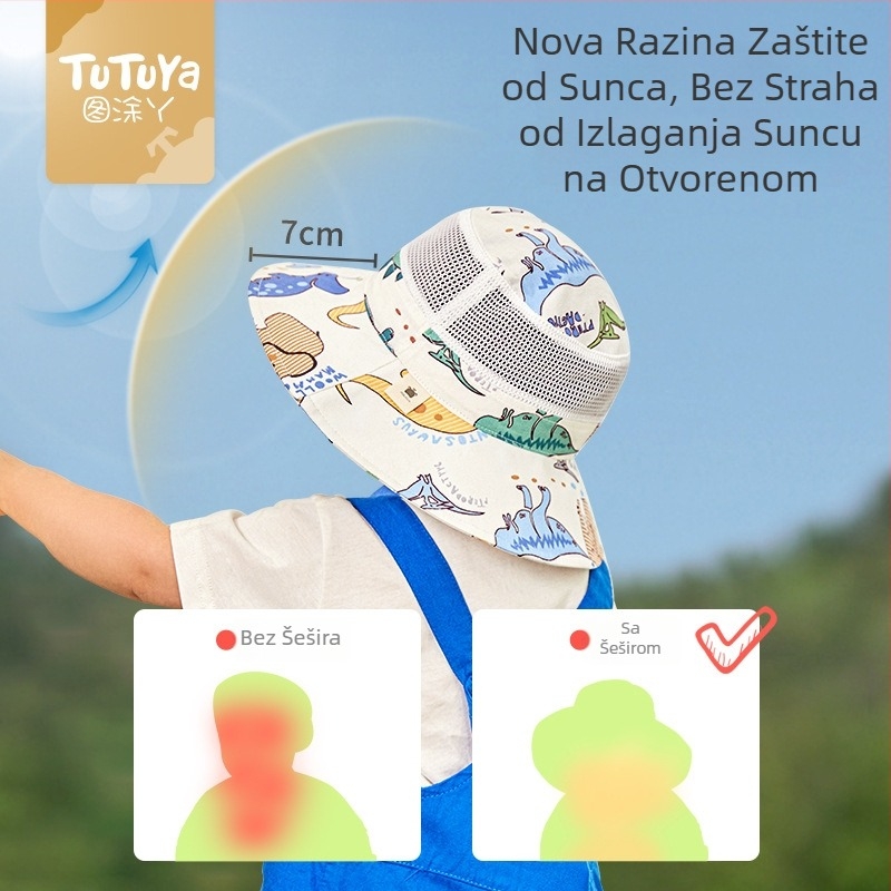 Tu tu ya dječja sunčana kapa s širokim obodom, unisex, ribarskog stila, za djecu 1–4 godine, pamuk, Jacquard vez