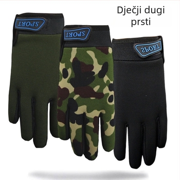 Dječje rukavice za bicikl s dugim prstima, kamuflažni uzorak, protivklizne, za dob 6–12 godina, unisex